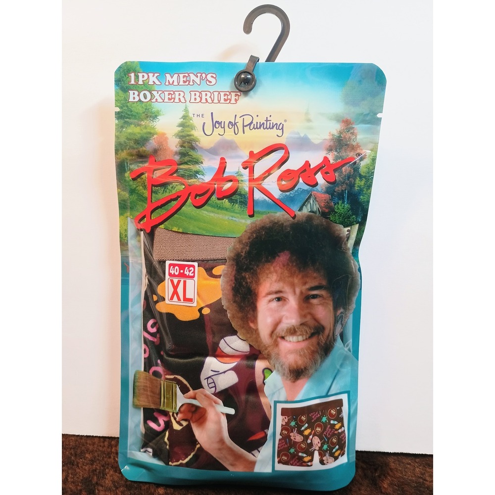 Bob Ross Joy of Painting 1 Pair Mens Boxer Briefs XL 40-42 "This is Your World"